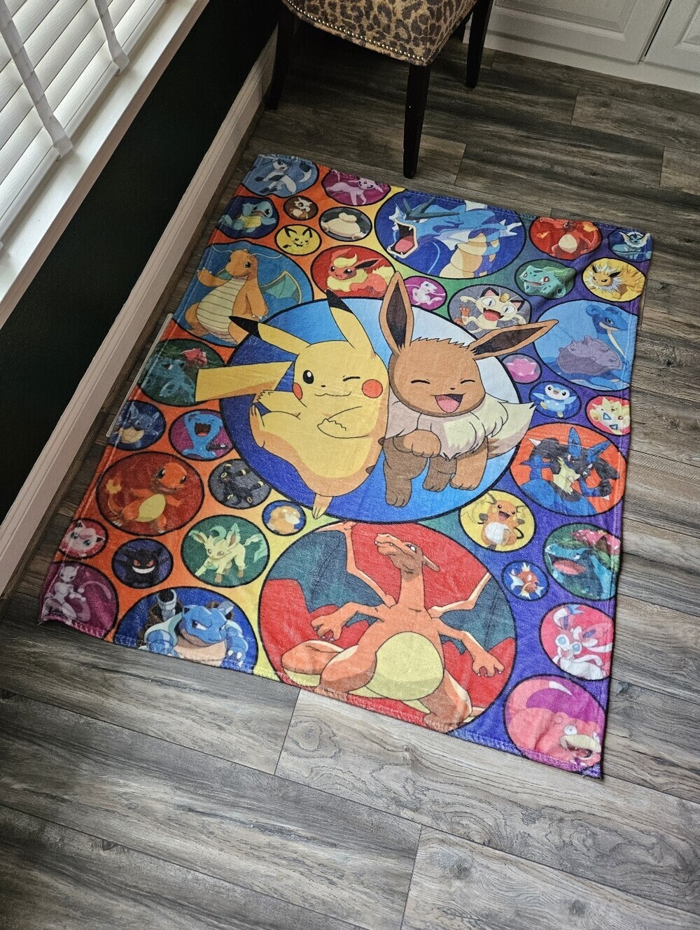 Pikachu & Eevee Colorful Pokémon Throw Blanket